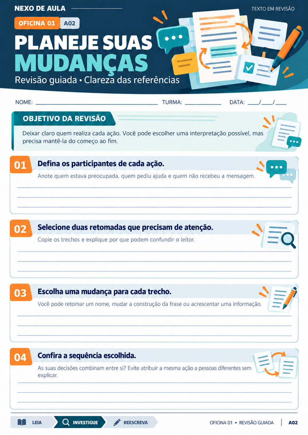 Página com roteiro de revisão guiada