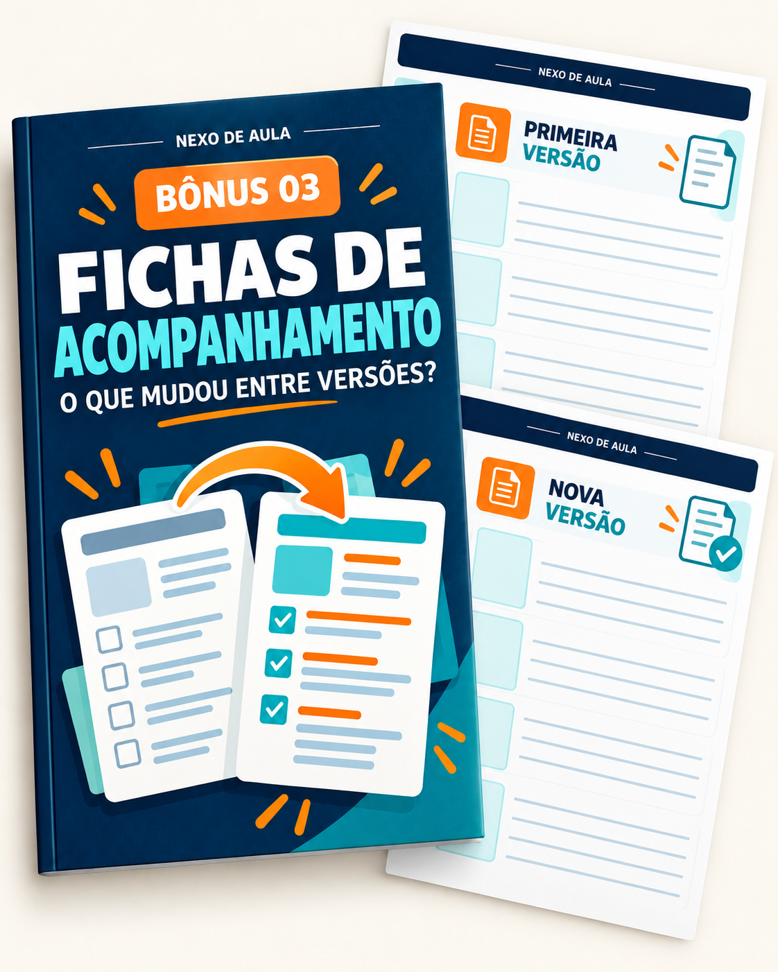 Mockup do bônus 3: Fichas de acompanhamento